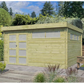 Chalet Moderne 17,39m² en bois traité 44mm avec porte double vitrée+2 fenêtres - Gardenas Ma boutique